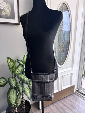 Lauren Ralph Lauren Black and White Plaid Crossbody Bag